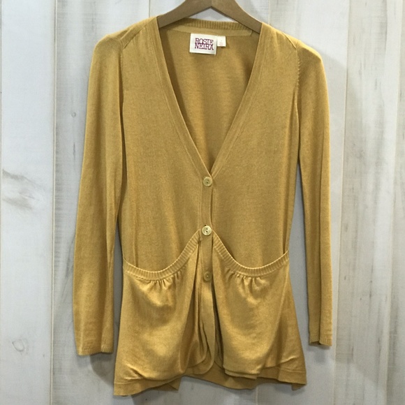 Anthropologie Sweaters - Anthro Rosie Neira Mustard Yellow Cardi Sweater S